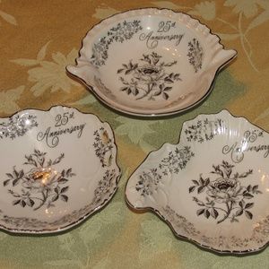 25th anniversary  three candy dishes
